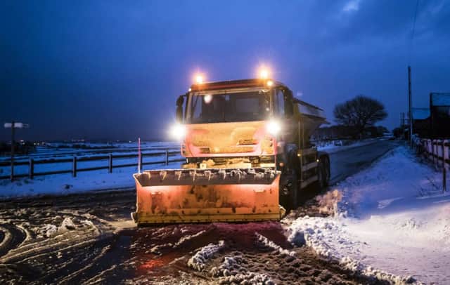 A gritter in snowy conditions near Snowden Hill in Sheffield. PIC: PA