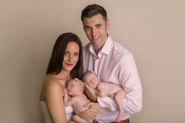 Ryan Swain with partner Natalia and twins Isla and Ivy. Pictures  PJS Image