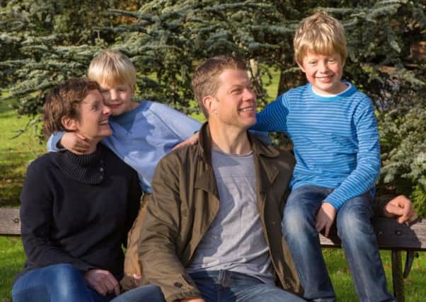 Jo Beagley, from Harrogate, has been living with ovarian cancer for the past three years.  She is pictured with husband Robin and her sons are Henry, now 8, and James, now 10, in 2015. Picture: Carl Summerscales