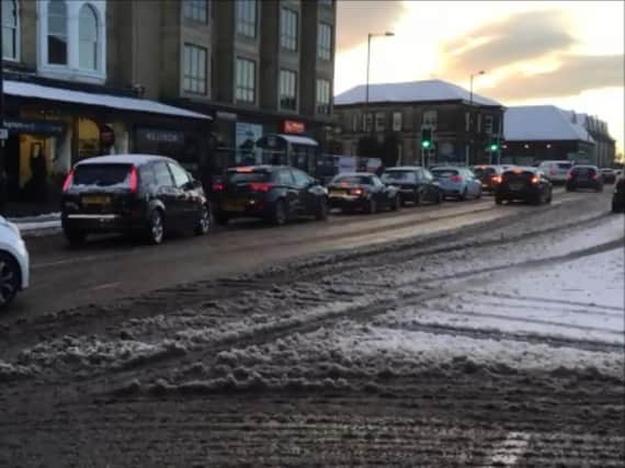 Cars caught in gridlock in Harrogate town centre this morning.
