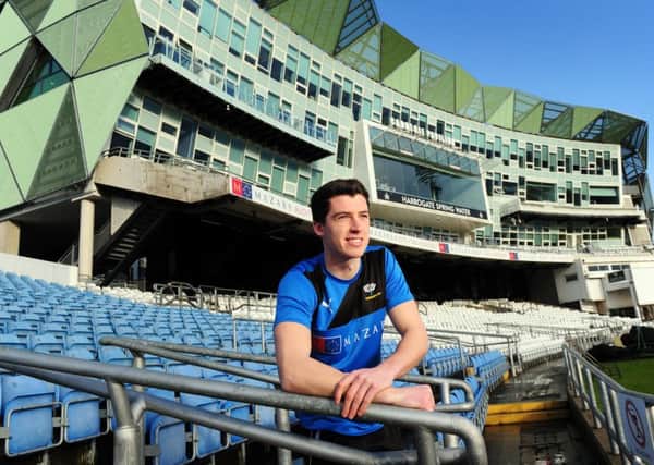 Eyeing bright future: Yorkshire pace bowler Matthew Fisher, pictured at Headingley this week, is aiming for a big summer. (Picture: Simon Hulme)