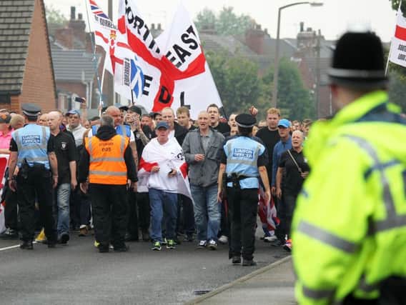 The EDL protest in Hexthorpe in 2014.