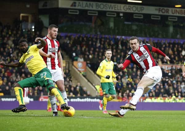James Wilson of Sheffield Utd scores the first goal. Picture: Simon Bellis/Sportimage