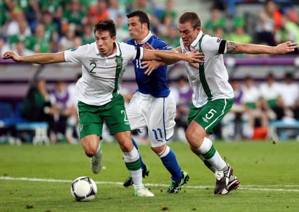 Former Republic of Ireland centre-back Sean St Ledger, left, has signed for Guiseley. PIC: Niall Carson/PA Wire