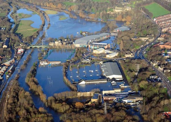 An aerial picture of Kirkstall, Leeds, during the floods.