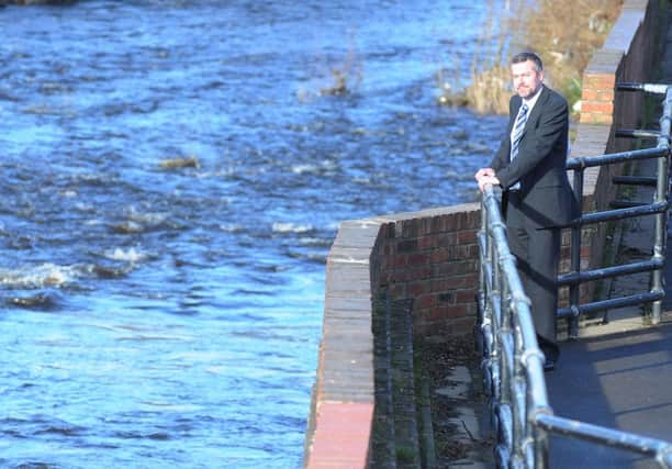 Sheffield Forgemasters' Andy Segrott ar the unveiling of the flood defence scheme in the Lower Don Valley
