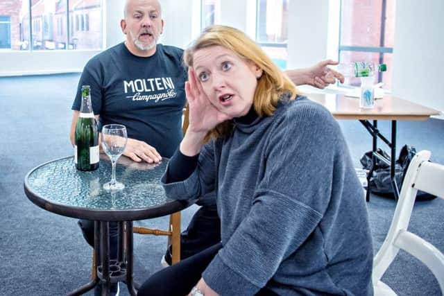 John Godber and Jane Thornton in rehearsals for Scary Bikers.