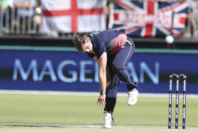 England and Yorkshire's David Willey bowls against Australia in Perth. Picture: AP/Trevor Collens)