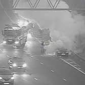 A car caught fire on the M1 this morning