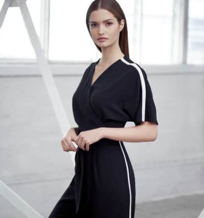 Black jumpsuit with white stripe, Â£48, in store at Wallis in Feburary.