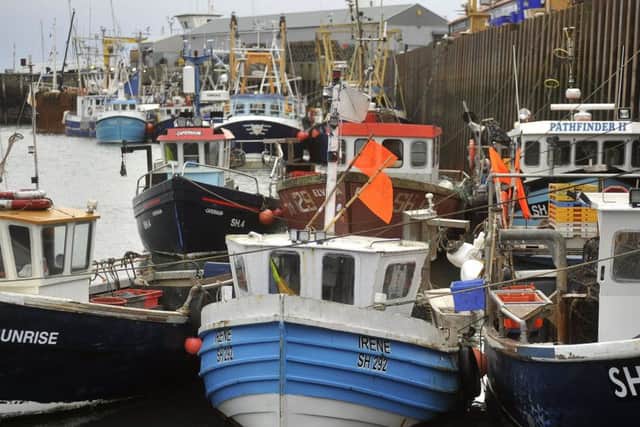 Scarborough Harbour . Fishing boats moored after a working day out a sea. pic Richard Ponter 180518h