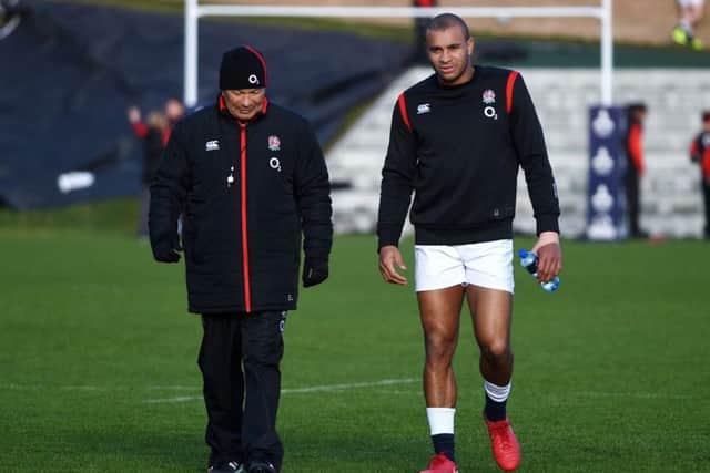 England rugby coach Eddie Jones (left) and Jonathan Joseph during the training session at Pennyhill Park, Bagshot. (Picture: Kirsty O'Connor/PA Wire)