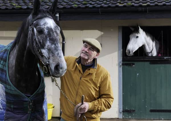 Malcolm Jefferson, pictured with Cloudy Dream at his Malton stables.