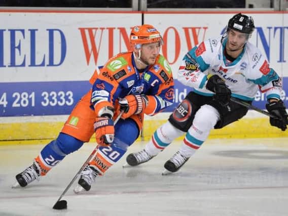 CONFIDENT: Sheffield Steelers' captain, Jonathan Phillips, in action during last week's 8-0 hammering of Belfast Giants. Picture: Dean Woolley.
