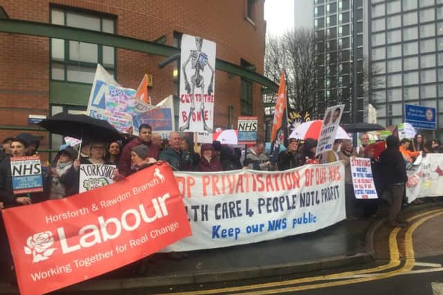 Protesters outside Leeds General Infirmary