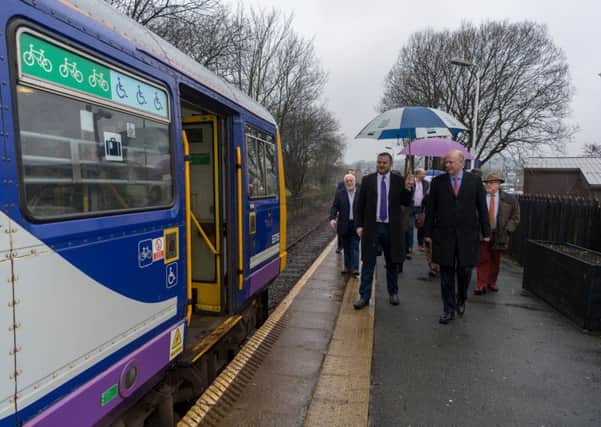 Transport Secretary Chris Grayling visits Colne Station.