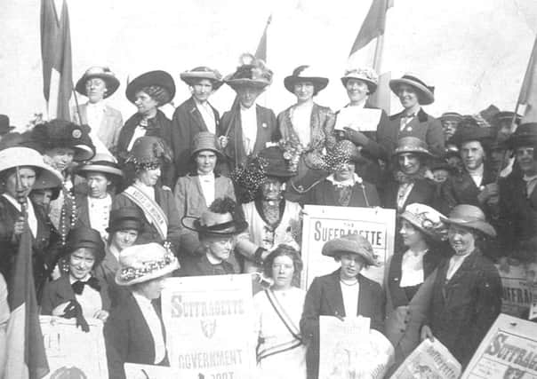 Leeds suffragettes march on Woodhouse Moor.