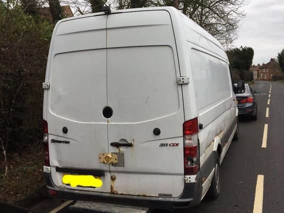 Police arrested three men after stopping this van on the outskirts of York