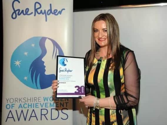 Christina Gabbitas was presented with the Achievement in Education award at The Yorkshire Women of Achievement awards in 2016.