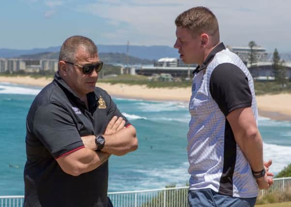 BESIDE THE SEASIDE: Hull FC head coach Lee Radford, right, Chats with Wigan boss Shaun Wane.