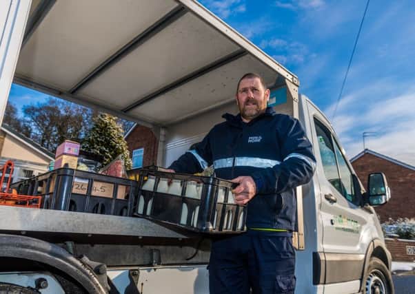 Milkman Keith Adams, works for milk&more, a Hull Dairy, based at Charles Street, Hull. This company has seen a huge increase in demand following the concerns over plastic pollution resulting in more people buying milk in bottles and wanting their own local milkman.