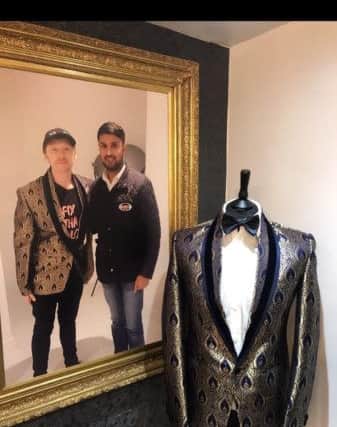 Rupert Grint in the framed picture with Imran, wearing the IK Collection jacket made for him.