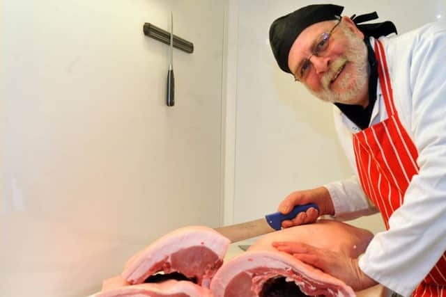 Allan Goodwill  butchering a Gloucester Old Spot pig