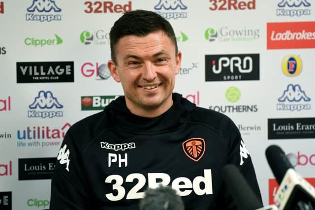 New Leeds United head coach Paul Heckingbottom speaks to the media at Thorp Arch on Thursday (Picture: Jonathan Gawthorpe).
