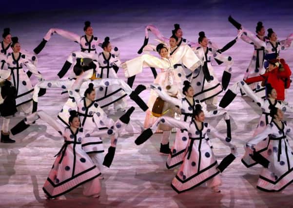 Dancers during the opening ceremony of the Winter Olympics.