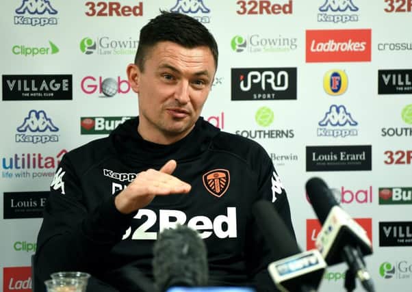New Leeds United head coach Paul Heckingbottom speaks to the media at Thorp Arch