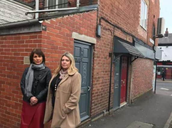 Coun Jayne Dunn, Cabinet Member for Neighbourhoods and Community Safety and Michelle Houston, Service Manager, Private Housing Standards at Sheffield City Council pictured near to London Road