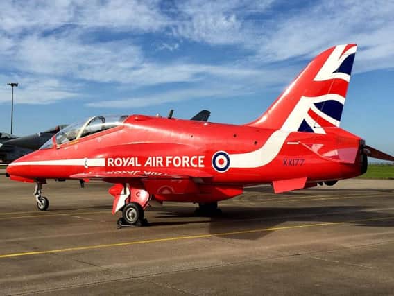 A Red Arrows Hawk TMk1 XX177 at RAF Scampton, the plane involved in the death of RAF Flight Lieutenant Sean Cunningham, who was killed after being ejected from the cockpit whilst still on the ground at RAF Scampton in Lincolnshire in 2011. PA