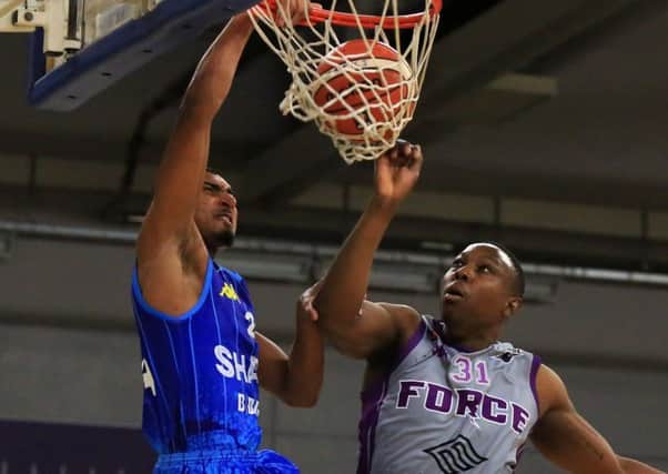 Action from October's meeting between Sheffield Sharks and Leeds Force. The rematch is on Force's 'home tur' on Friday. PIC: Chris Etchells