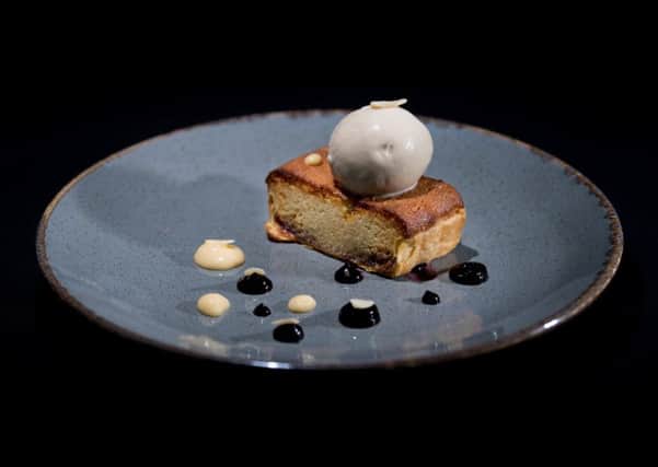Warm cherry bakewell, Northern Bloc ginger & caramel Ice cream. Picture by James Hardisty.