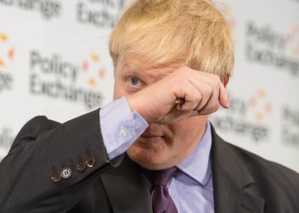 Boris Johnson wipes the sweat from his brow during his keynote speech on Brexit this week.