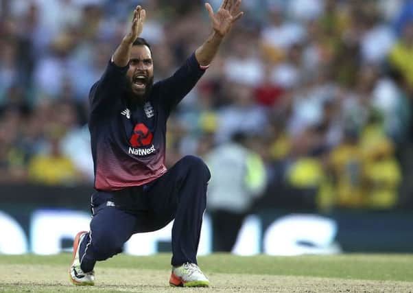 England's Adil Rashid in one-day action against Australia. PIC: Rick Rycroft/AP Photo