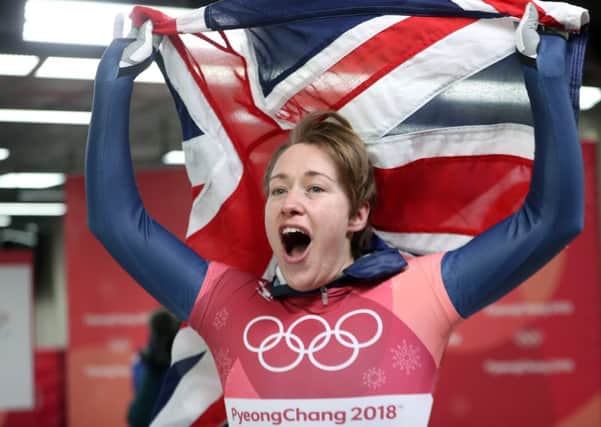 Great Britain's Lizzy Yarnold celebrates winning gold in the Women's Skeleton at the Alpensia Sliding Centre during day eight of the PyeongChang 2018 Winter Olympic Games in South Korea. (Picture: David Davies/PA Wire)