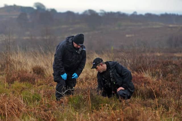 CSI Mike Crockford and Sgt Stuart Granger of the Rural Task Force with North Yorkshire Police patrolling moorland looking for illegal traps ussed for killing raptors. The Force is joining forces with the RSPB and the two North Yorkshire national parks to launch Operation Owl  an initiative to tackle the illegal persecution of birds of prey in the county.
