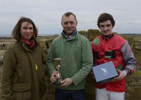 Elizabeth Earle with Stuart Coltherd and Jockey Sam Coltherd