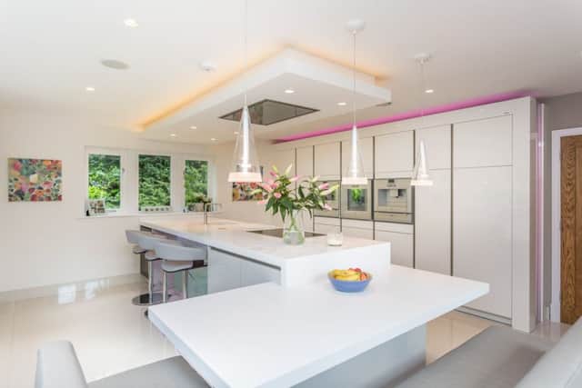 The Siematic kitchen and Corian peninsula and breakfast table, all from Stuart Frazer in Read, near Clitheroe.
