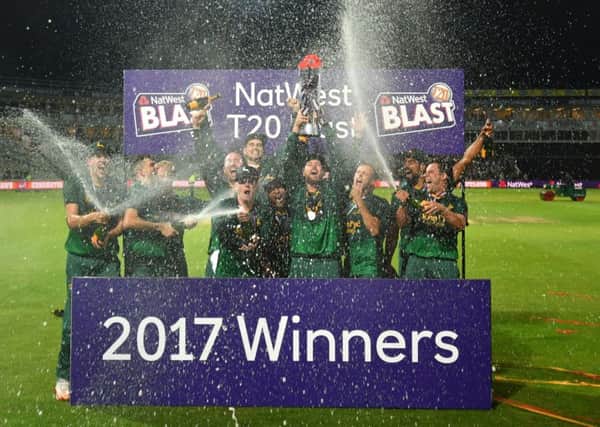 Taking over: Nottinghamshire celebrate winning the NatWest T20 Blast Finals Day at Edgbaston.