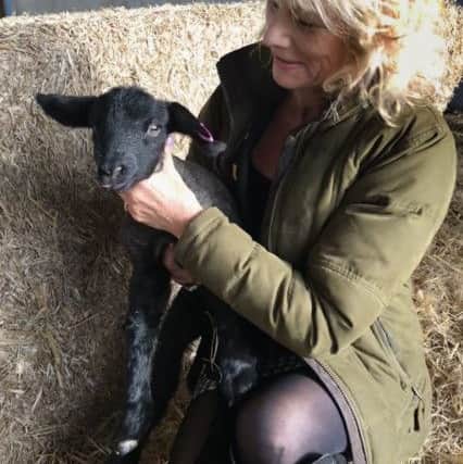 Rhonda Thompson, business development manager for the Colleges Centre for Agricultural Innovation meets one of the newest additions to the flock.