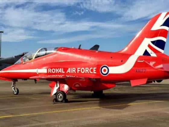 A Red Arrows Hawk TMk1 XX177 at RAF Scampton, the plane involved in the death of RAF Flight Lieutenant Sean Cunningham, who was killed after being ejected from the cockpit whilst still on the ground at RAF Scampton in Lincolnshire in 2011. PA.