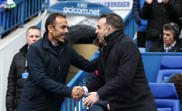 Sheffield Wednesday boss Jos Luhukay meets predecessor Carlos Carvalhal, now at Swansea City, during their recent FA Cup encounter at Hillsborough. Picture: Lynne Cameron/Sportimage