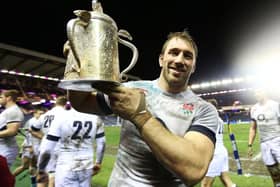 England's Chris Robshaw with the Calcutta Cup after the RBS 6 Nations match at Murrayfield.