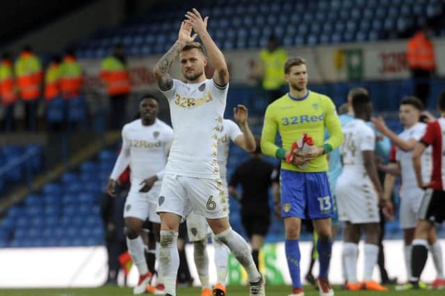 On the up: Match-winner Liam Cooper at the final whistle. Picture: Simon Hulme
