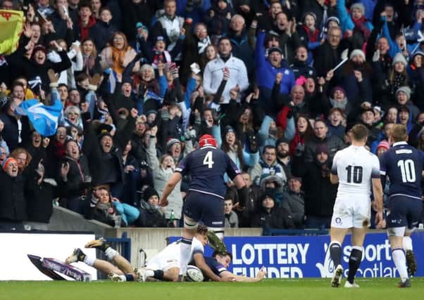 Scotland's Sean Maitland scores his side's second try.