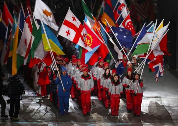 Flagbearers during the Closing Ceremony of the PyeongChang 2018 Winter Olympic Games.