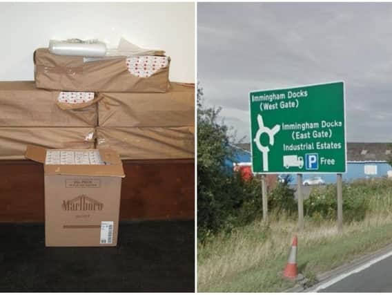 More than 76,000 illicit cigarettes when officials checked a lorry passing through Humber Sea Terminal. Pictures: HMRC/Google