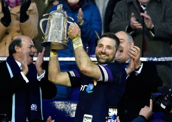 Scotland captain John Barclay holds up the Calcutta Cup after his side defeated England 25-13 on Saturday (Picture: Ian Rutherford/PA Wire).